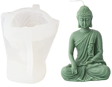 Xidmold Molde de silicona para velas de Buda 3D, estatua de Buda para jabón, escultura, vela de cera de soja, manualidades de resina (C)