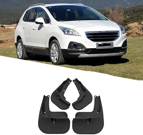 AMPACO 4 Pezzi Parafanghi per Auto per Peugeot 3008 2013-2016, Car Gomma Parafanghi Paraspruzzi Decorare, Resistente Impermeabile Anteriore Posteriore Paraschizzi
