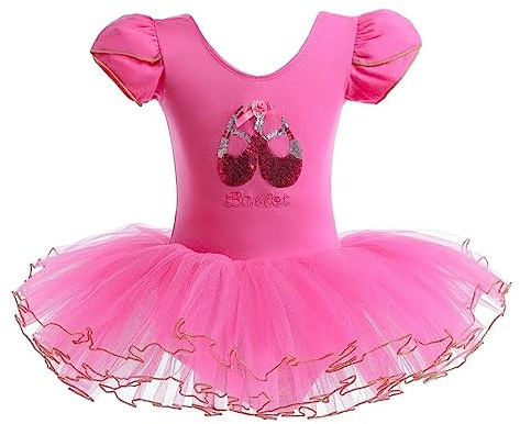 Lito Angels Robe Tutu de Ballet Ballerine Fille, Rose Chaud, 3-4 ans