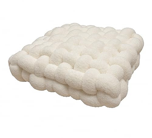 Knotenkissen,1Pc Sherpa Geknotetes Kissen,Weiche Dekorative Bodenkissen,Komfort Sitzkissen Boden,Sitzpolster Quadrat Gewebtes Stuhlkissen Plüsch Deko-Kissen für Sofa Zimmer Erker Büro F 30x50x12cm