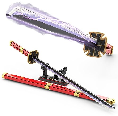 Tarcury Sandai Kitetsu Anime Schwertbau-Set, 99cm Katana mit Scheide und Ständer, Ideal für Cosplay, 790 Teile - Einfach zu montieren und auszustellen, geeignet für Kinder und Erwachsene