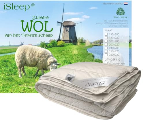 Isleep Wolle 4-Jahreszeiten Steppbett - 100% Wolle (100x135 cm)