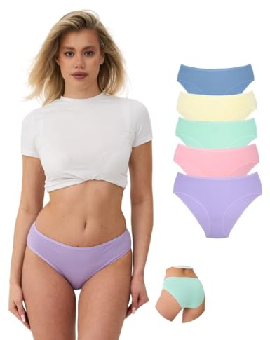 ALYA Premium Underkläder för Kvinnor, Ekologisk Bomull, Medelhöga Underbyxor, Andningsbara byxor för Damer, Flerpack, Bekväma, Töjbara Damtrosor (S ... 3XL)
