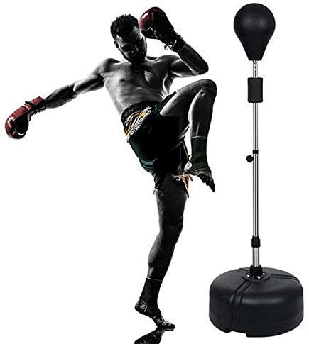 Punchingball Standboxsack Erwachsene Boxbirne Boxball Stehend mit Boxhandschuhen, Höhenverstellbar Boxsack Kinder ab 6 Jahre Box Training Set für Zuhause und Fitnessstudio Boxing Equipment (Schwarz)