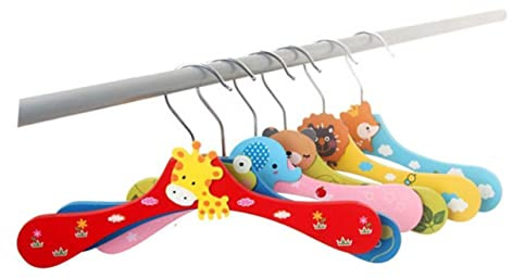 VILLFUL 5piezas Perchas Madera Dibujos Animados Perchas Infantiles para Ropa para Bebés Armario o Baño Perchero de Madera