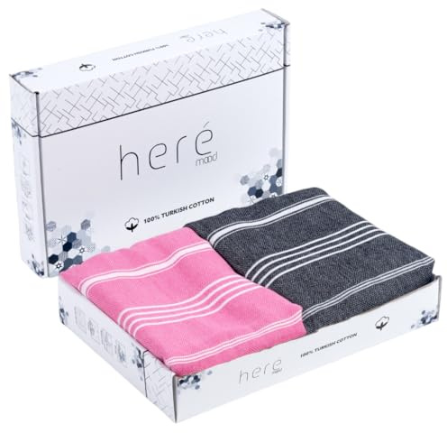 Heré Mood Strandtuch Hamamtuch Saunahandtuch Set - 1er & 2er Pack 100% Baumwolle - Hochwertiges Badetuch und Duschtuch - Picknickdecke, Extra Leicht