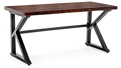 Computertisch, Massivholz-Schreibtisch, Computertisch, Schreibtischdicke 5 cm, Arbeitstisch, Büro-Konferenztisch mit stabilem Schmiedeeisenrahmen, einfach zu montieren (einfarbig, 160 x 70 x 75 cm)