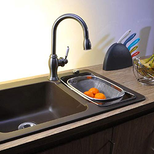 Cesta De Drenaje Plegable De Acero Inoxidable Para Lavar Y Escurrir Frutas Verduras Filtro Multiusos Para Cocina Adaptable A Diferentes Fregaderos Con Base Antideslizante