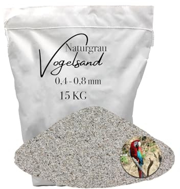 Aquagran 15kg Vogelsand 0,4-0,8 mm ohne Zusatzstoffe wie Anis und Grit grau keimfrei qualitativ hochwertig Bodengrund für Käfige