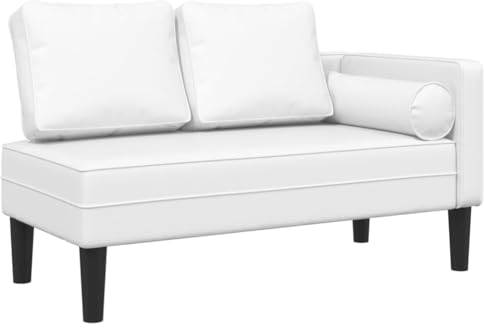 Gecheer Chaiselongue mit Kissen Fernsehsessel Relaxsessel Relaxliege Liegesessel Liegestuhl Schlafsofa Liege Gästebett Loungesessel, für Wohnzimmer, Schlafzimmer, Gästezimmer, Weiß Kunstleder