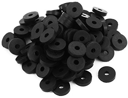TOP-VIGOR 100Pcs Rubber Flat Washers, 13.8mm OD 4mm ID 3mm Thickness Heavy Duty Black Rubber Grommet Vibration Damping Pads Sealing Gasket Washers for Faucet Pipe Water Hose Fastener Bolt