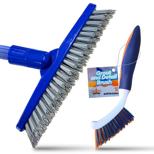 Bring It On Grout Cleaning Brush – Crevice Cleaning Brush with Stiff Nylon Bristles – 8-inch Heavy-Duty Grout and Tile Cleaner Brush – Plus 10 Inch Floor Grout Scrub Brush, Bathroom, Kitchen, Tile