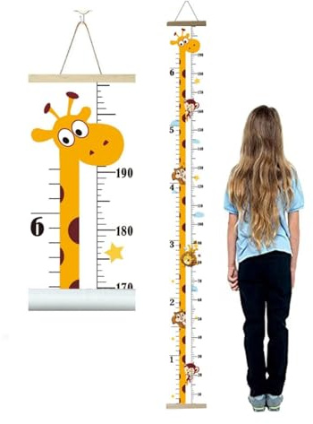 Kinder Wachstumsmesser Messlatte – Aufrollbare Wandgrößenmesser mit Giraffenmotiv für Kinderzimmer | Wasserdicht & Abnehmbarer Höhenmesser Wandbehang