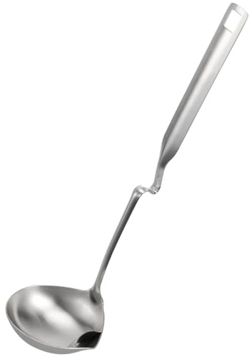 MOLUCKFU Edelstahl Suppenkelle Mit Ausgießer Und Haken Vielseitige Schöpflöffel Für Suppen Und Saucen Hitzebeständig Kratzfest Und Spülmaschinengeeignet Ideal Für Die Küche