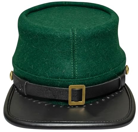American Civil War Officers Kepi Berdan Green (gefüttert), 100% Wolltuch | ACW Era Caps & Mützen, Grün , MEDIUM