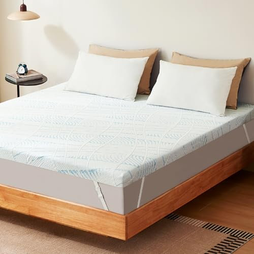 NewentorLife Mattress Topper Double Bed with Cooling Blue Cover 125-Night Sleep Trail