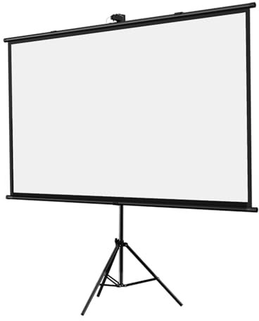 Écran Videoprojecteur Avec Trépied, 4K HD 4:3 , 16:9 Ecran De Projection Sur Pied, Idéal Pour Cinéma, Bureau Et Les Présentations, Fibre De Verre，Hauteur Réglable Écran Pour Projecteur(16:9,60)