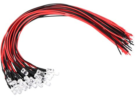 PATIKIL 5mm Tiny LED Diode Light 24 Pcs 9-12V DC Pre Wired Mini LED Lights