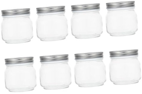 Cabilock 8pcs Glass Storage Containers Lids Small Jars for Kitchen Honey Holder Jam Jars