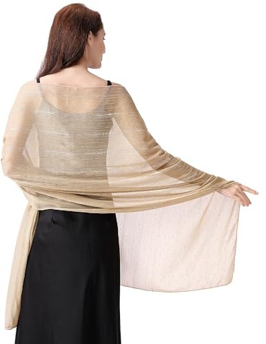 Ladiery Damen Schals und Tücher für Abendkleider, Leichtes Weiches Chiffon mit Glitzernden Strasssteinen, Formelle Schals und Tücher für Hochzeiten