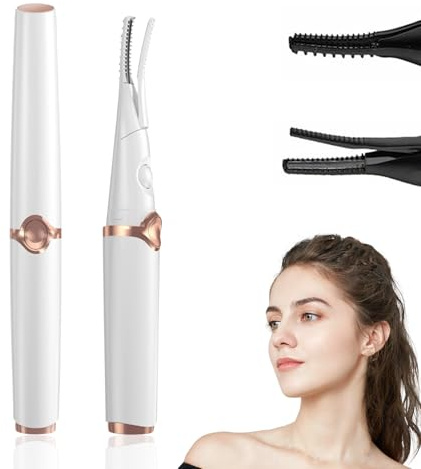 Beheizte Wimpernzange, Elektrische Wimpernzange Anpassbare Temperatur, Wimpern Curler Elektrisch mit 3 Temperaturmodi USB, Wimpernzange Elektrisch Damen Make-up Werkzeuge für Alle Wimpern (Weiß)