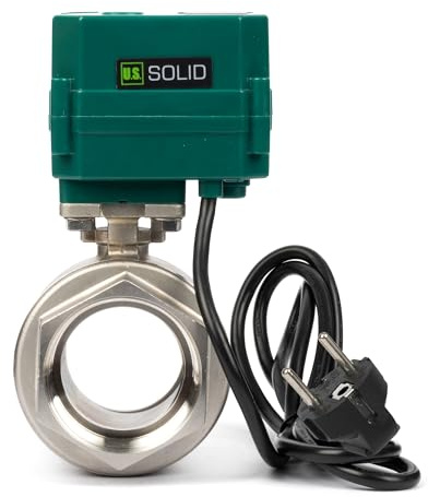 U.S. Solid Motorisierter Kugelhahn 220V AC mit Stecker 2 Zoll DN50, stromlos offen, 2-wege Edelstahl-Elektrokugelhahn, automatische Rückkehr