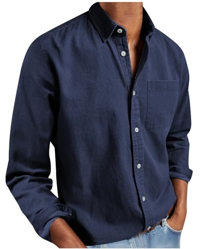 Hemd Herren Baumwolle Langarm Freizeithemd Bügelfrei Business Hemden Button Down Businesshemd Basic Einfabrig Herrenhemd Langarmhemd mit Brusttasche Regular Fit Umlegekragen Oberhemden S-4XL