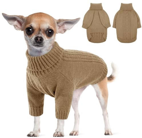 KONVINIT Hundepullover für kleine Hunde Warme Hundepulli mit Stehkragen und Langen Ärmeln,Passend für kleine Hunde (z.B. Chihuahua, Teacup)