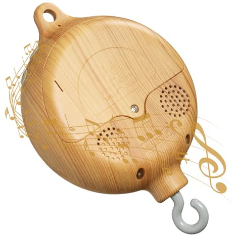 Boîte à musique mobile pour bébé - Aspect bois - Moteur mobile - Boîte à musique - Spinner - Pour lit de bébé - Cloche de lit - Pendentif - Literie de bébé rotative - Décoration