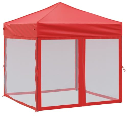 Tonnelle de Jardin Pliable, Tente de Réception Pavillon Barnum de Jardin avec parois Rouge 2x2 m