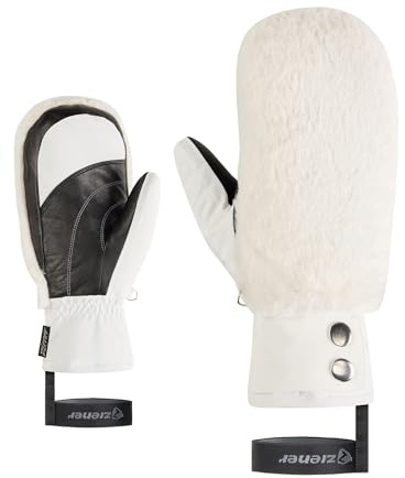 Ziener Damen Katniss-Z Ski-Fäustling/Wintersport | Thermoshield, Lederinnenhand, Kunstfell, White, M
