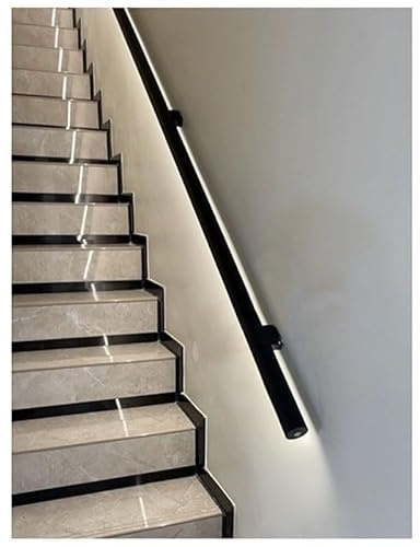 LED Stair Handrail Sensor Light - Waterproof Aluminum Grab Bar Indoor/Outdoor Illuminated System for Corridors & Lofts (Black-Right 100cm)
