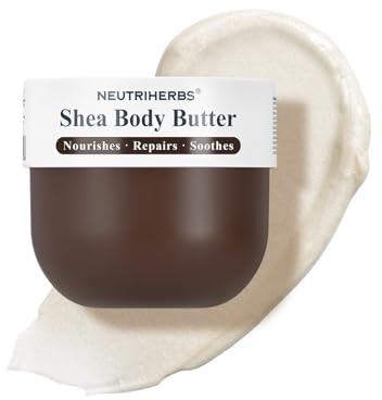 Neutriherbs Shea Body Butter für Intensive Feuchtigkeit & Beruhigt 280G | Natürliche Körperpflege mit Kakaobutter & Probiotika – pflegt trockene, empfindliche Haut für weiche & geschmeidige Haut