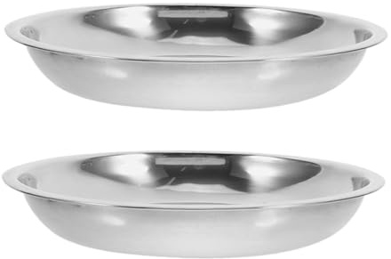 DOITOOL Lot de 2 Set de Gamelles Peu Profondes en Acier Inoxydable Brillant 253 CM pour Chats et Chiens Bol Solide pour Animaux Facile à Nettoyer pour Nourrissage Quotidien