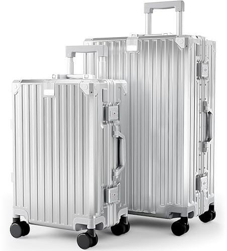 ALPHA CAMP Koffer Set M L Kofferset 2 Teilig mit TSA Schloss Rollen Silber