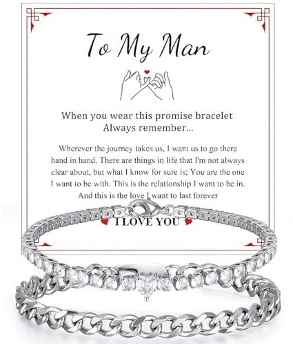 VNOX Couples Bracelets for Valentines Day Gifts - Stainless Steel Matching Bracelets, Relationship Couple Gifts for Him and Her, Valentine's Day Anniversary Birthday- To My Man