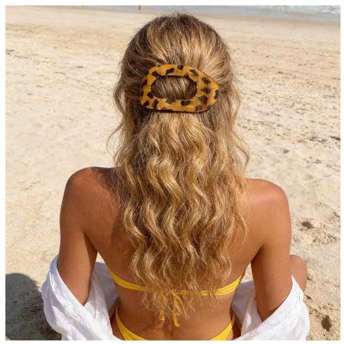 Cybche Pinza para el pelo de caparazón de tortuga Clips de garra planos grandes Pasadores de garra de carey Clip para la cabeza con estampado de leopardo Pasador de pelo de carey amarillo(amarillo)