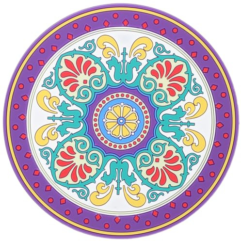 HAPINARY Tapis pour Bol Sonore en Pvc Léger et Décoratif Motif Floral Pourpre, Coussinet Élégant pour Contemplation et Bol Cristal