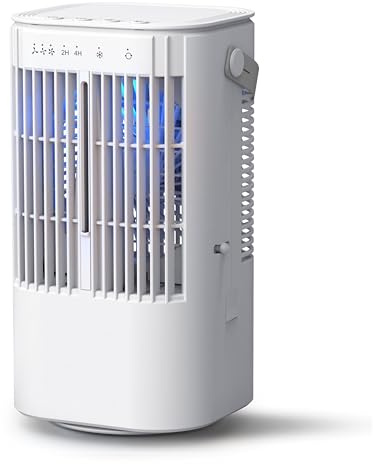 USB 4-in-1 Portable Air Cooler, 1000ml Mini Personal Air Conditioner with 7-Color Mood Light, 120° Rotatable & Timer Function, Desktop Cooling Fan for Home, Office & Bedroom