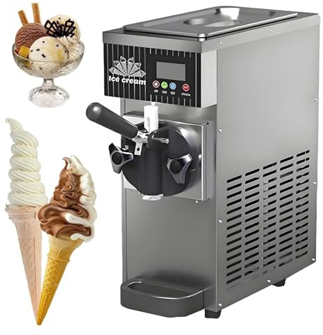 Heladera Multiusos Para Helados Y Granizados - 450/750W, 2.5L/3.5L, Preenfriamiento, Limpieza Automática, Pantalla LCD, Máquina Helados Soft, Ideal Para Heladerías(Silver,750W)