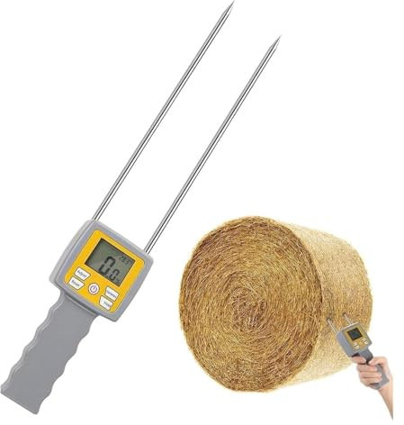 Medidor De Humedad De Heno Portátil, Detector De Humedad Digital Con Doble Sonda Y Pantalla Retroiluminada Led, Rango 0~84%, Resolución 0,1, Para Heno, Paja, Salvado