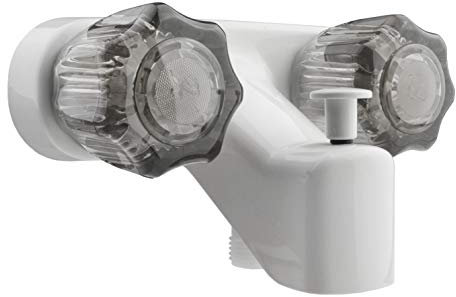 Dura Wasserhahn (df-sa110s-wt) RV Badewanne & Dusche Wasserhahn Ventil fontänenmöglichkeiten – Weiß Finish – Acryl Knöpfe – Für: Recreational Fahrzeug, Wohnmobil, Reisen Trailer, Camper, fünfte (5.) Rad, Towable