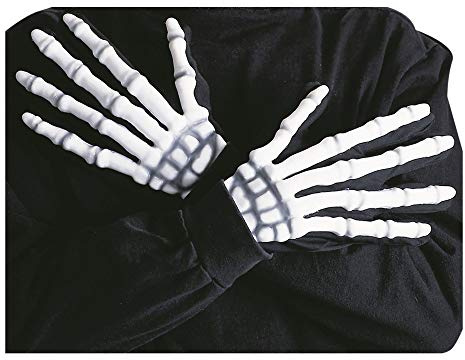 W WIDMANN MILANO Party Fashion - Skelett-Handschuhe Neon | 3D-Optik, nachtleuchtend, fluoreszierend, Kostümaccessoire für Halloween, Horror und Skelettkostüme