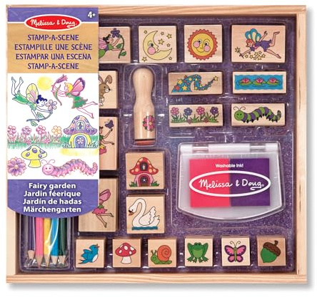 Melissa & Doug - Stamp-a-Scene-Märchengarten, Kunsthandwerk, Stempelsets und -schablonen, ab 4 Jahren, für Jungen und Mädchen