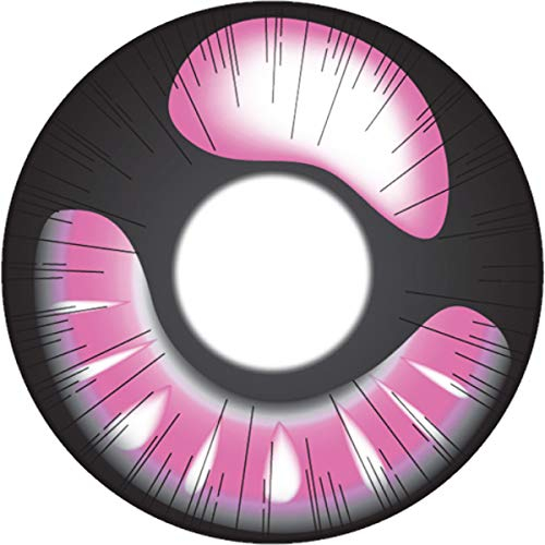 Matlens - Pro Trend Crazy Fun Motiv Farbige Kontaktlinsen GEO Animation CP-A1 rose schwarz pink 2 Linsen 1 Kontaktlinsenbehälter 1 Pflegemittel 50ml FBA