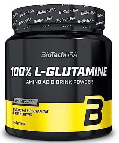 BioTechUSA 100% L-Glutamine | 5,000mg Pure Amino acids | Unflavored | Sugar-Free | Ideal for Fitness Enthusiasts & Competitive Athletes | 500g