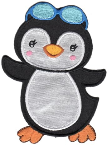 PatchMommy Pinguin Aufnäher zum Aufbügeln für Kinder, 9 x 6,35 cm | Gesticktes Bügelbild, Patch & Applikation für Baby- und Kinderkleidung & Rucksäcke – zum Aufbügeln oder Aufnähen