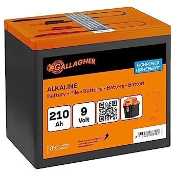 Gallagher Alkaline Powerpack Weidezaunbatterie 9V/210 Ah - Geeignet für alle 9V Weidezaungeräte - Lange Lebensdauer - Quecksilberfrei