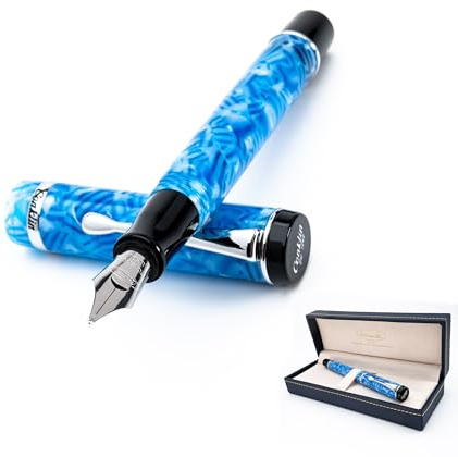 Conklin Duragraph Fountain Pen Ice Blue - Fine Nib, Elegant Writing Instrument with Cool Blue Finish
