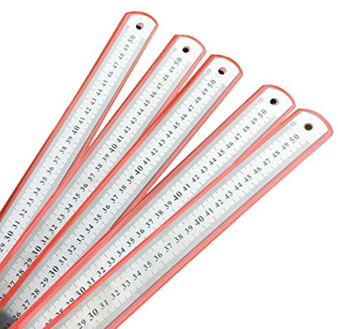 Jiacheng29 Edelstahl-Lineal, 50 cm, Präzisionswerkzeug, doppelseitig, robust, präzise